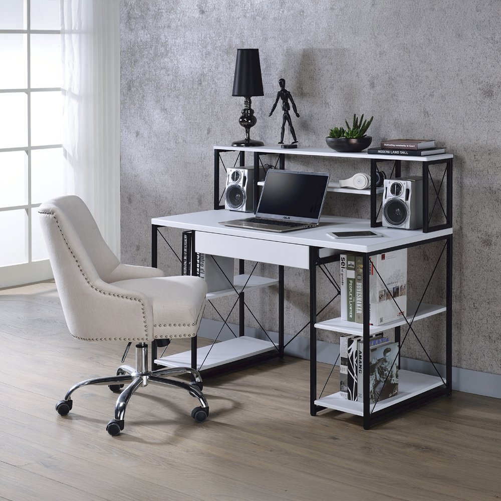 Amiel Writing Desk White & Black. Picture 6