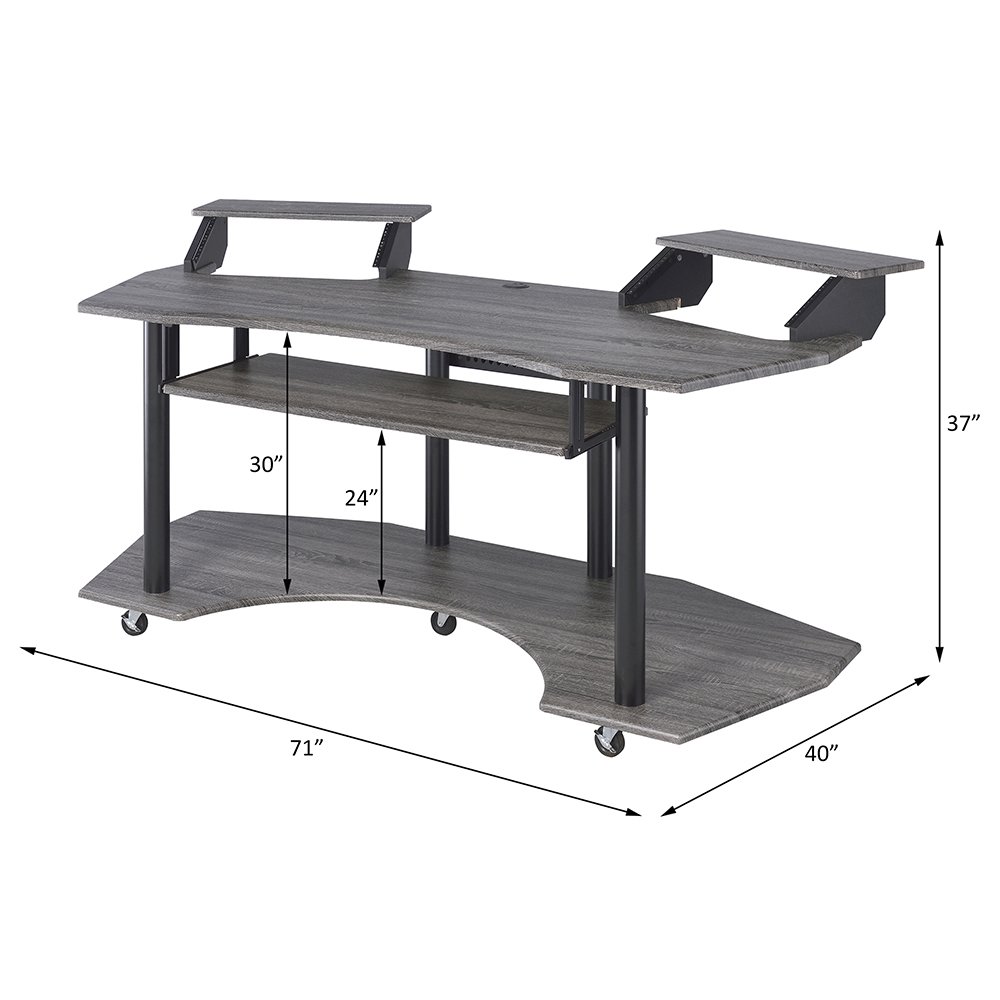 Eleazar 71" Music Studio Desk Black Oak. Picture 8