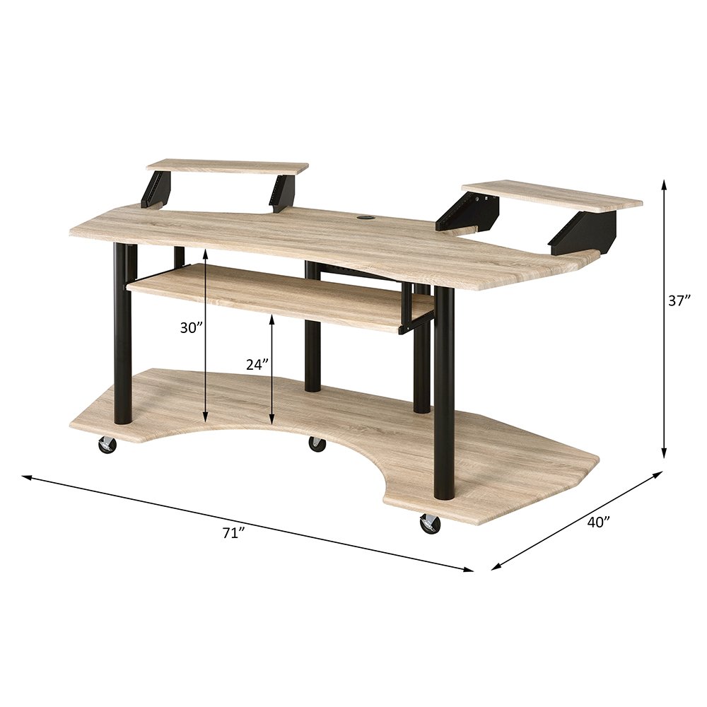 Eleazar 71" Music Studio Desk Natural Oak. Picture 8