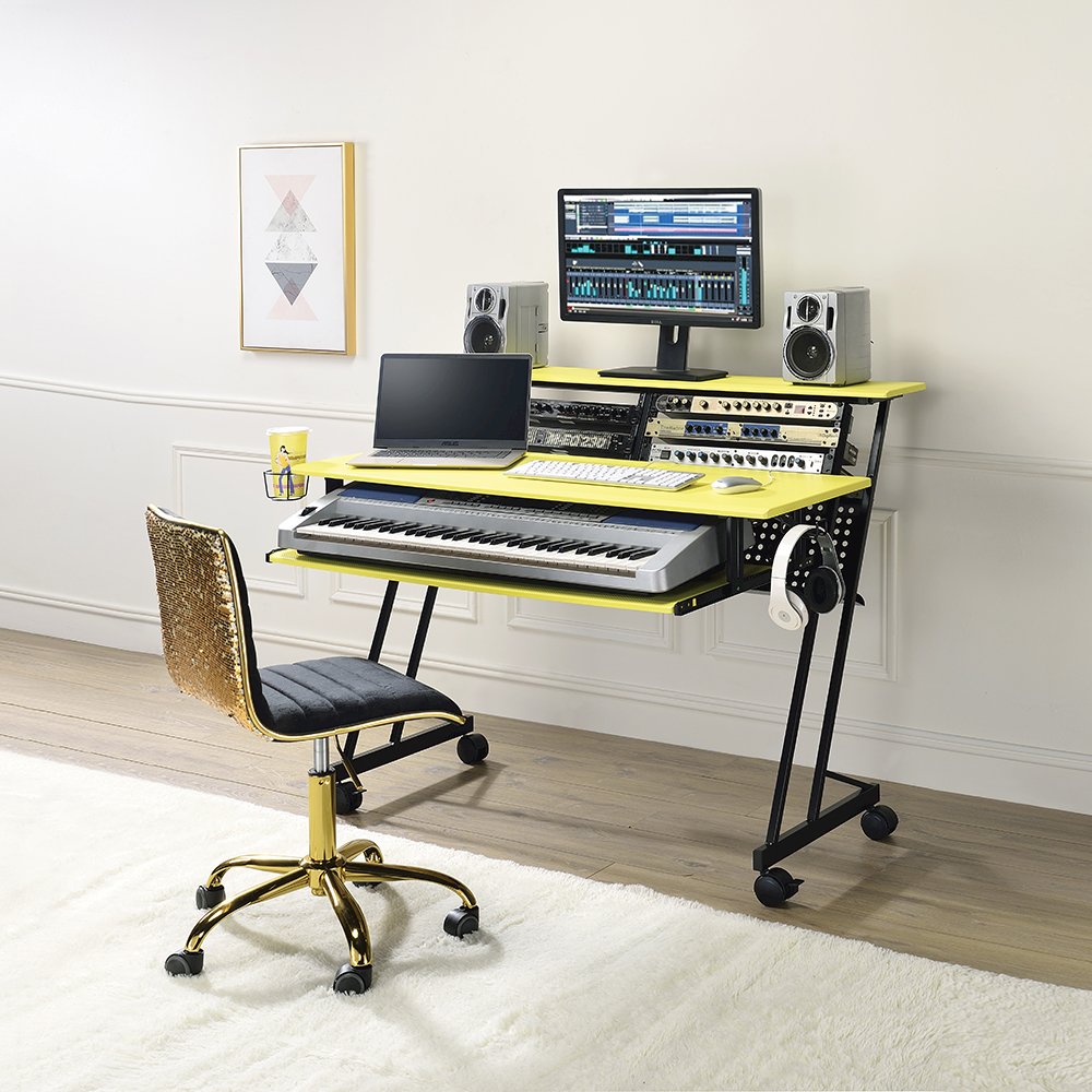 Suitor Music Recording Studio Desk Yellow & Black. Picture 2