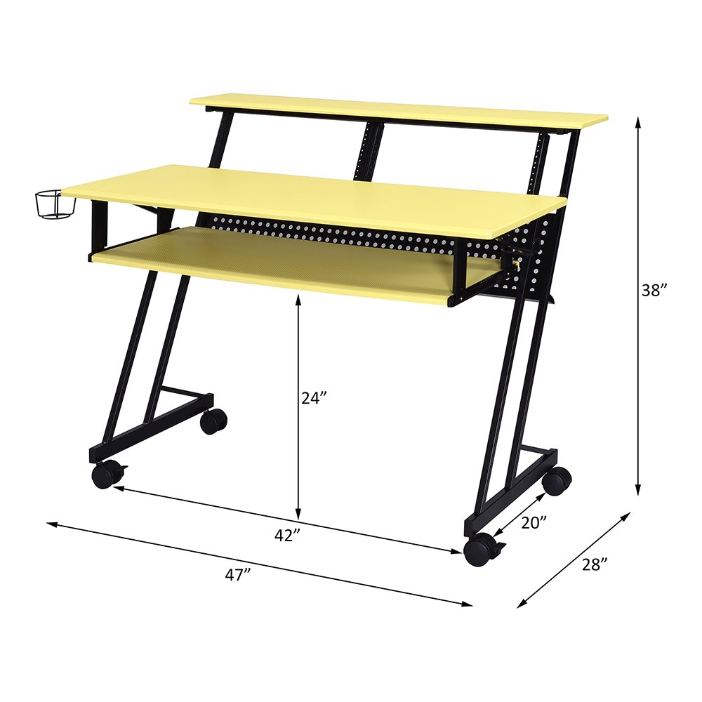 Suitor Music Recording Studio Desk Yellow & Black. Picture 3