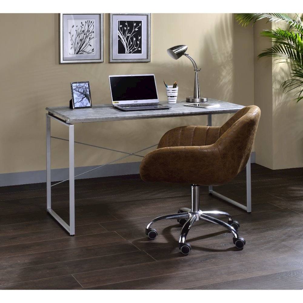 Jurgen Writing Desk Faux Concrete & Silver. Picture 4
