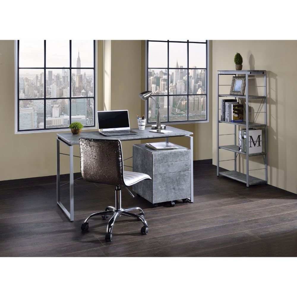 Jurgen Writing Desk Faux Concrete & Silver. Picture 5