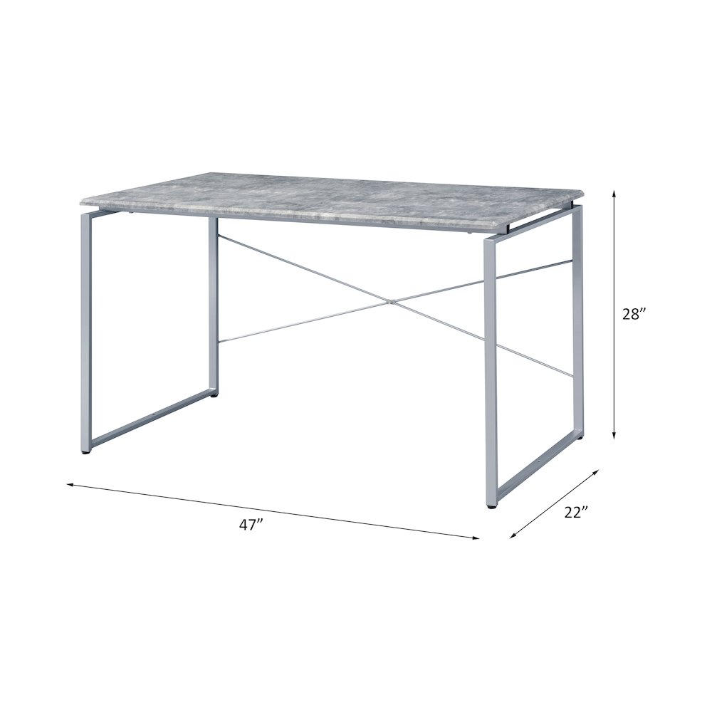 Jurgen Writing Desk Faux Concrete & Silver. Picture 6