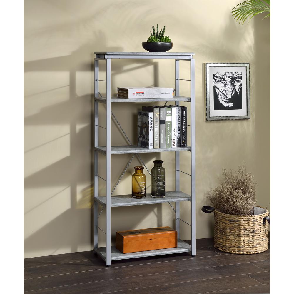 Bookshelf, Faux Concrete & Silver. Picture 4
