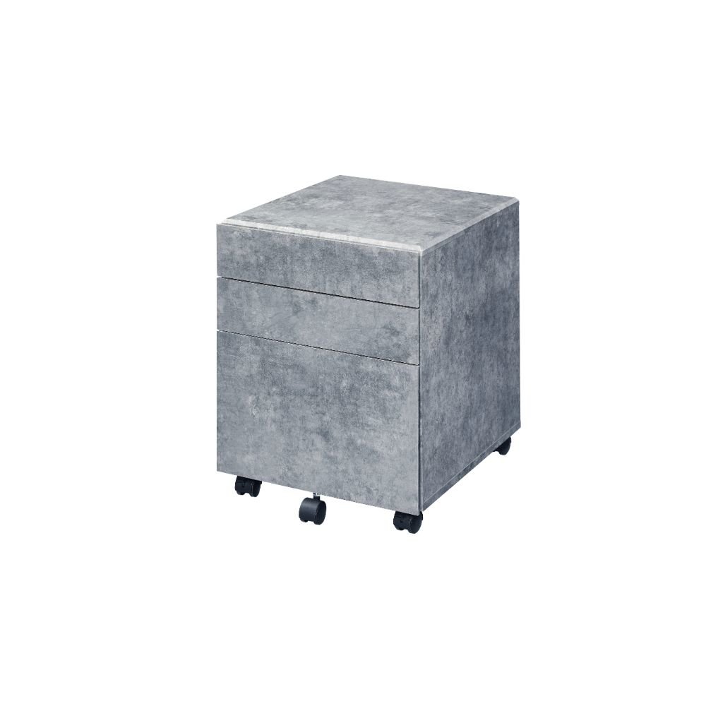 Jurgen File Cabinet Faux Concrete & Silver. Picture 1