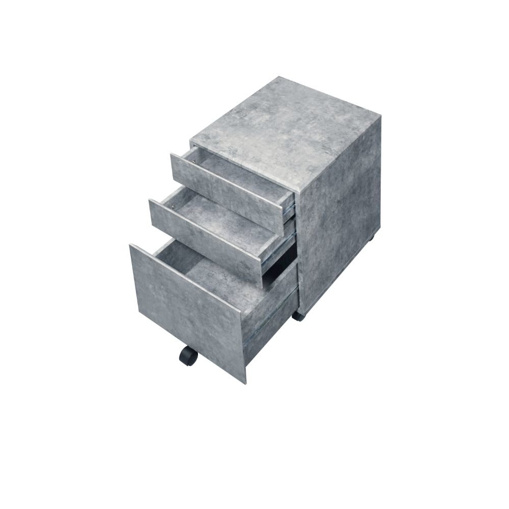 Jurgen File Cabinet Faux Concrete & Silver. Picture 3