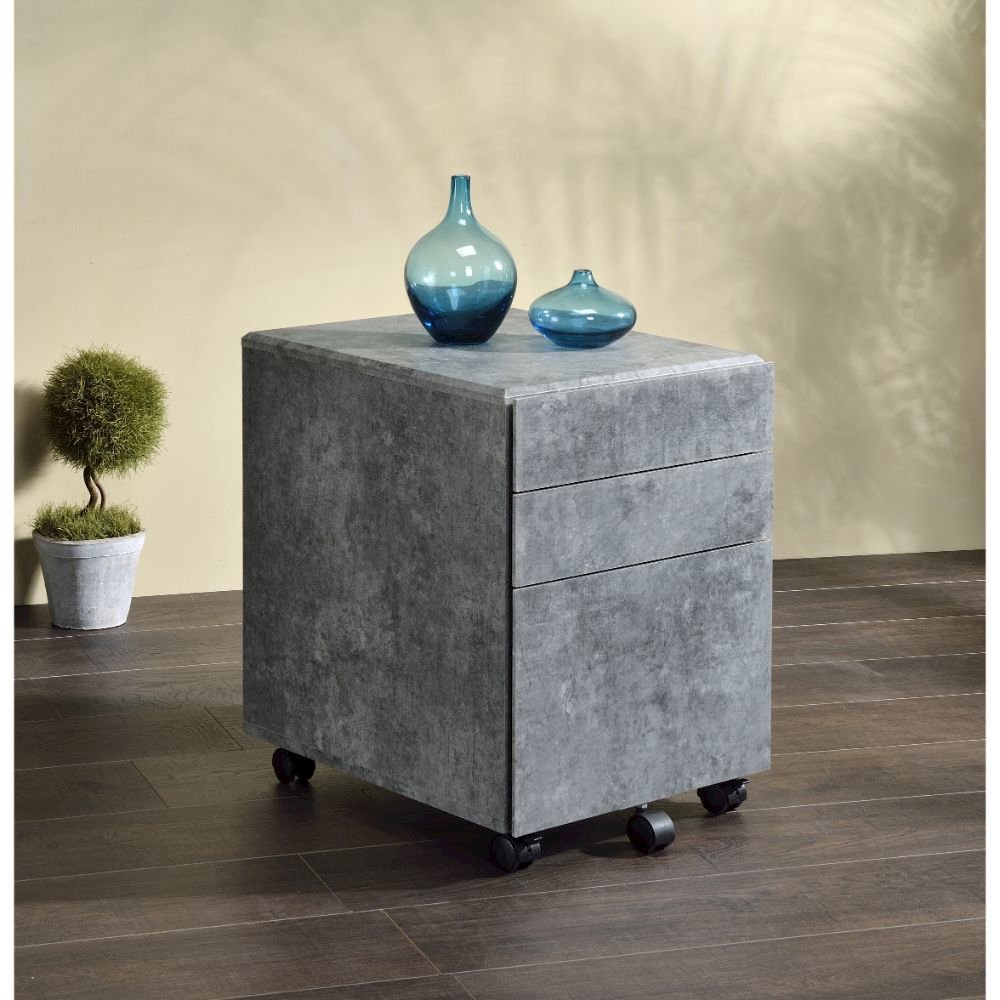 Jurgen File Cabinet Faux Concrete & Silver. Picture 4