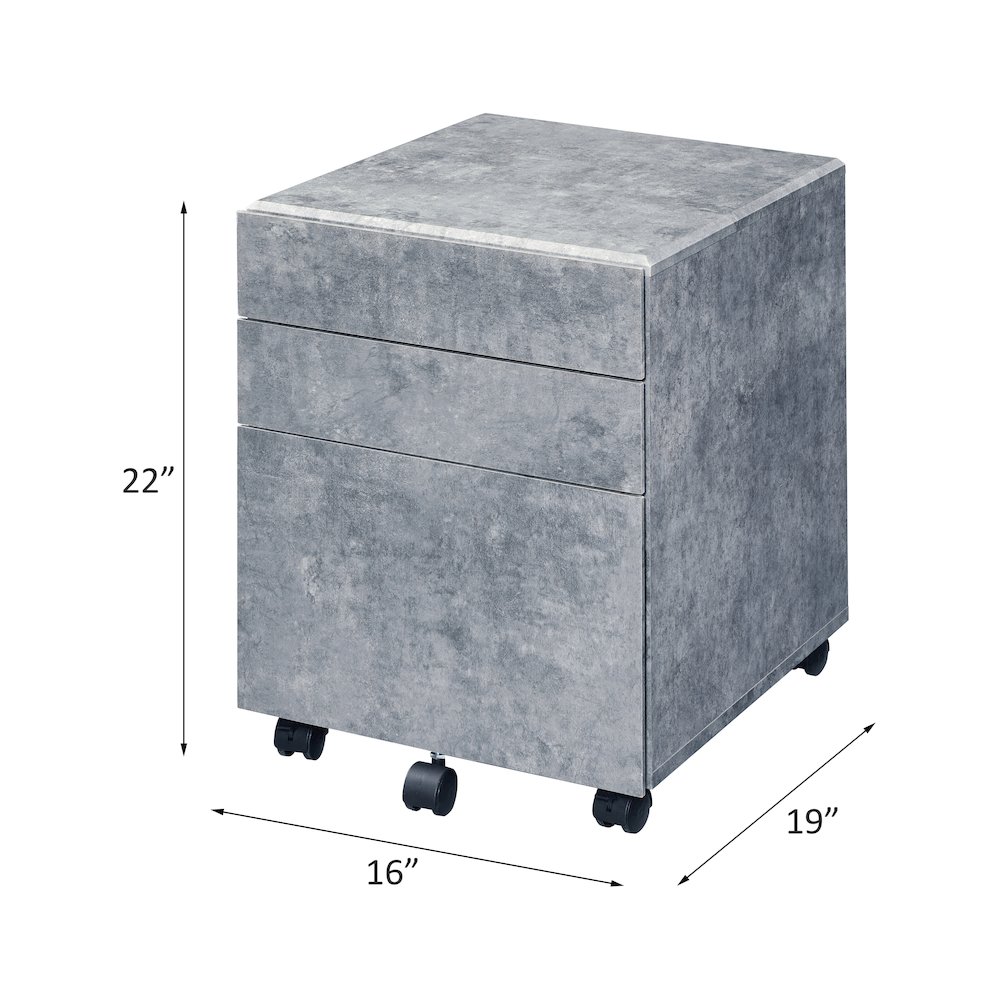 Jurgen File Cabinet Faux Concrete & Silver. Picture 5