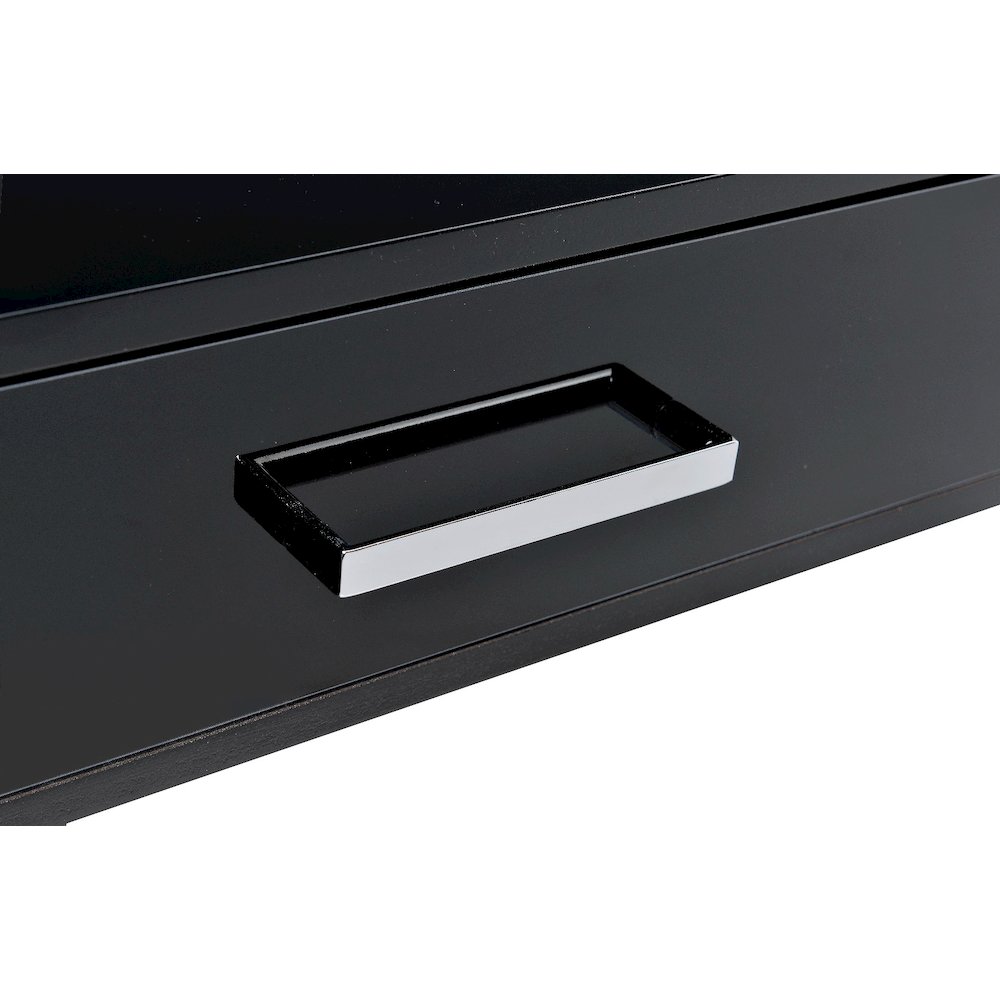 Coleen Writing Desk w/USB Port Black High Gloss & Chrome. Picture 4