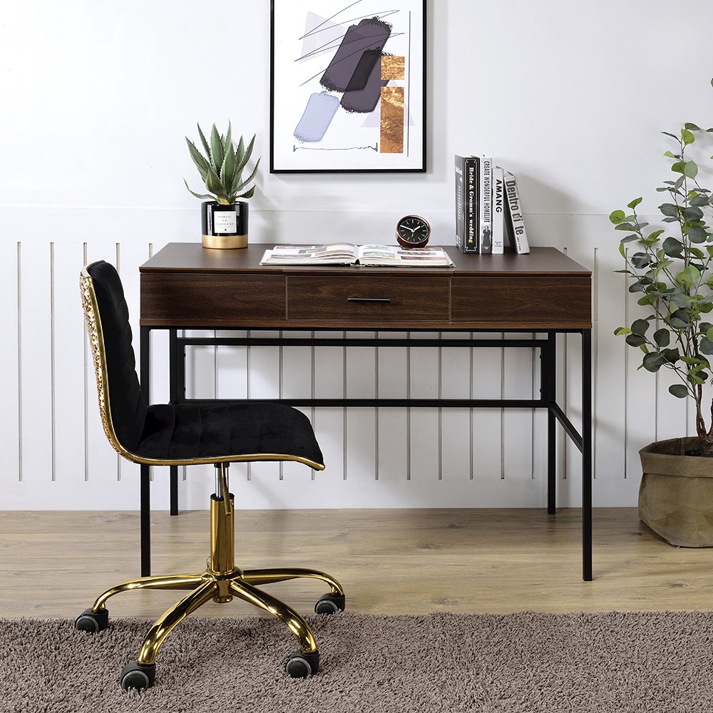 Verster Writing Desk w/USB Port Oak & Black. Picture 1