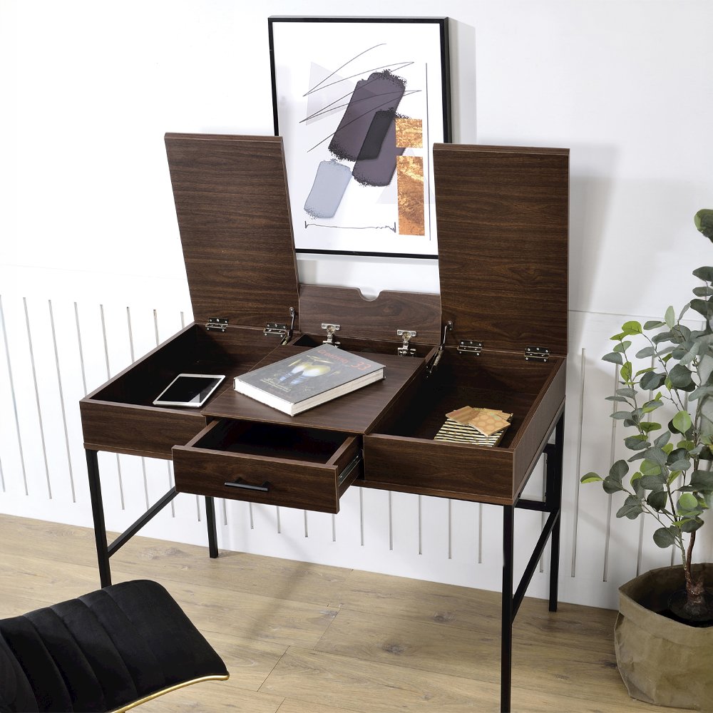 Verster Writing Desk w/USB Port Oak & Black. Picture 7