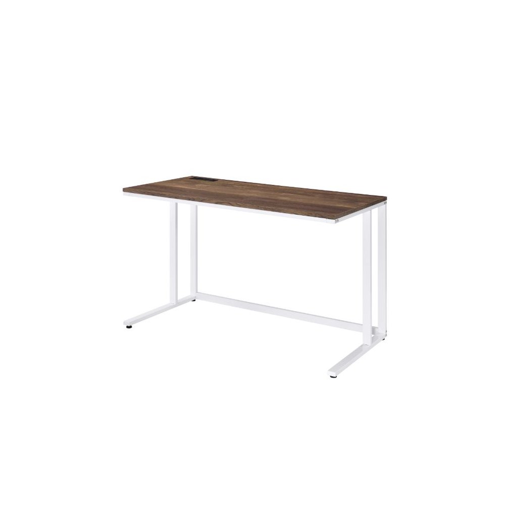 Tyrese Writing Desk w/USB Port Walnut & White. Picture 1