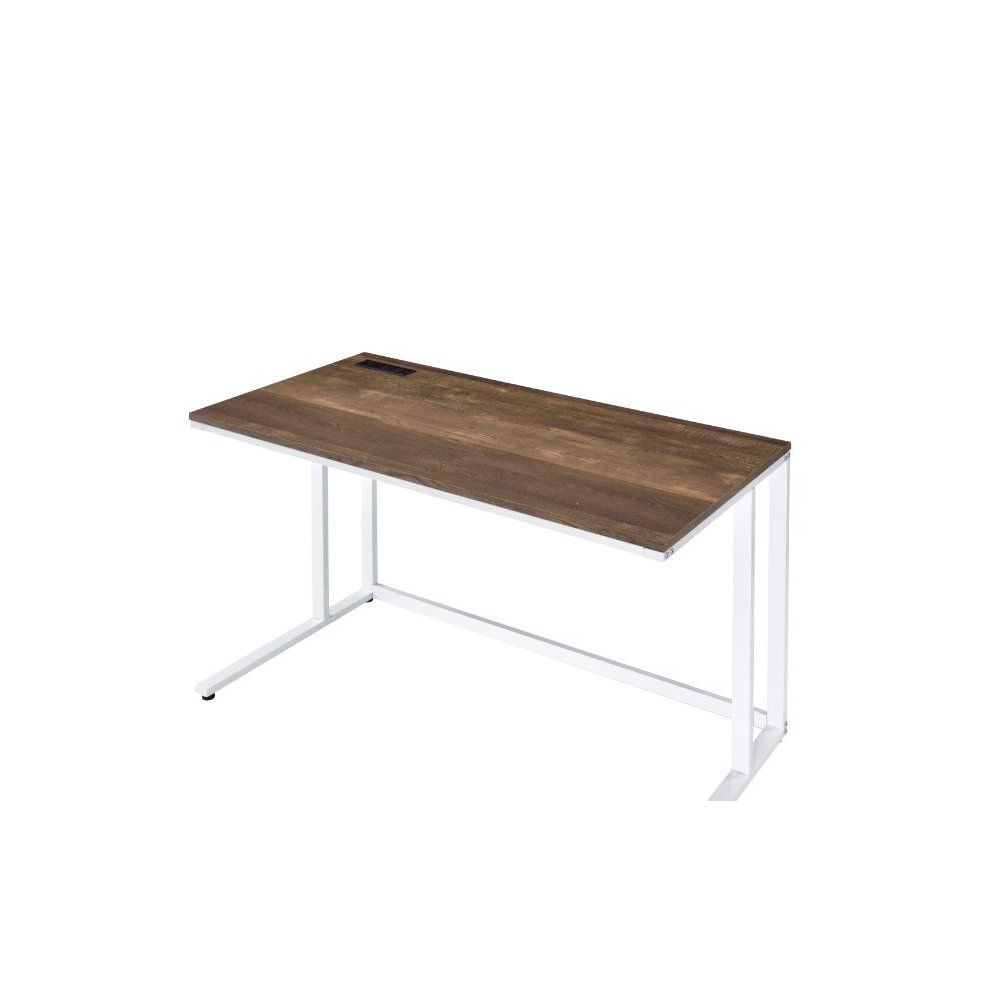 Tyrese Writing Desk w/USB Port Walnut & White. Picture 3