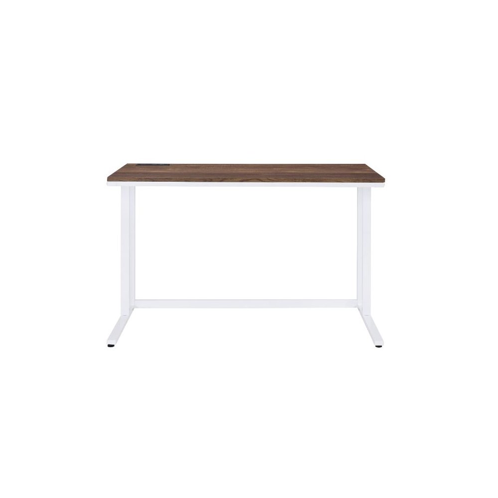 Tyrese Writing Desk w/USB Port Walnut & White. Picture 4