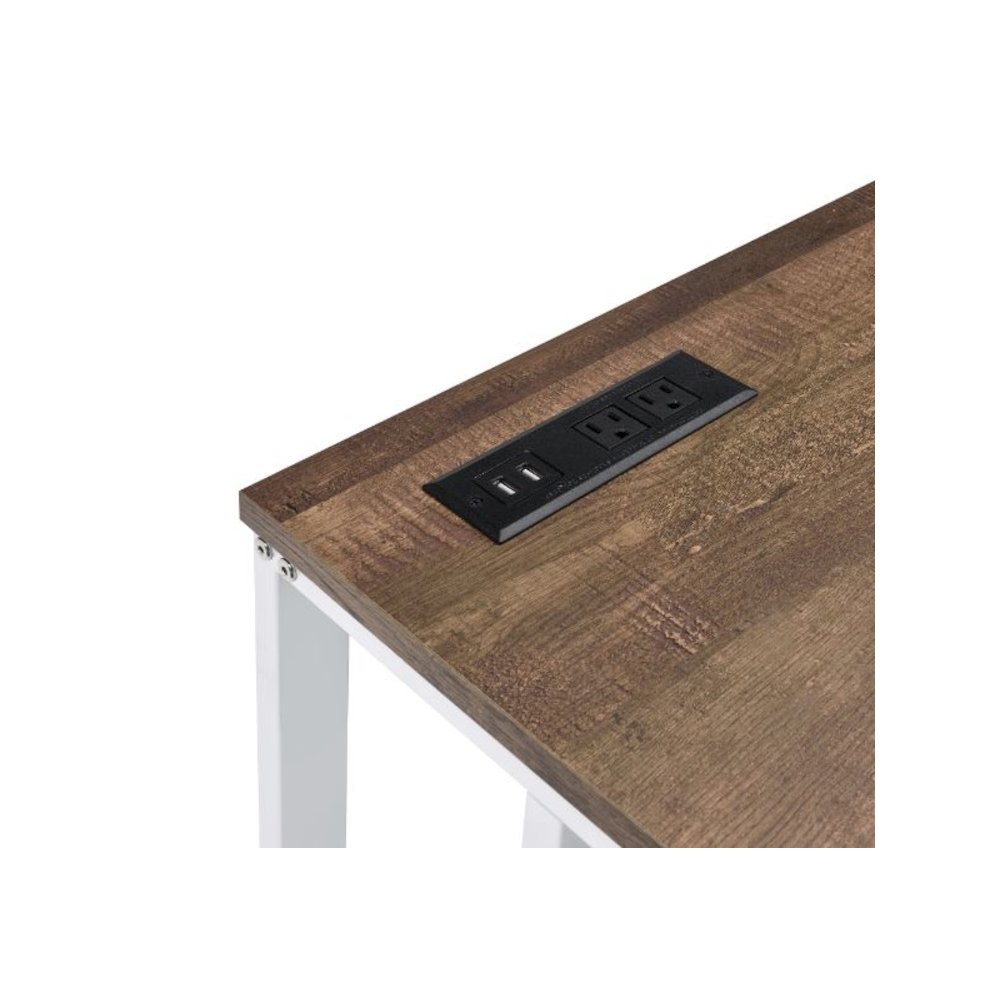 Tyrese Writing Desk w/USB Port Walnut & White. Picture 2