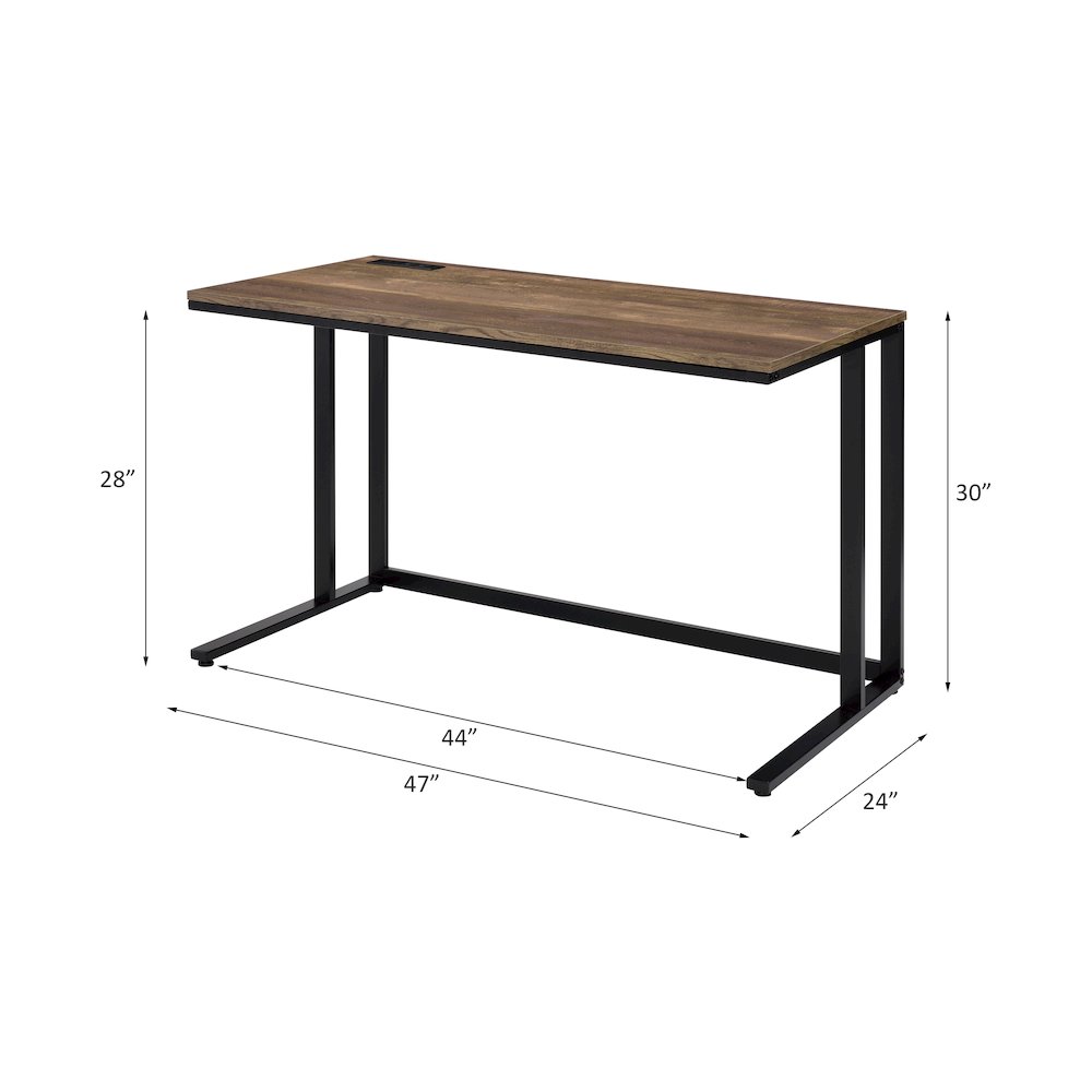 Tyrese Writing Desk w/USB Port Walnut & Black. Picture 6