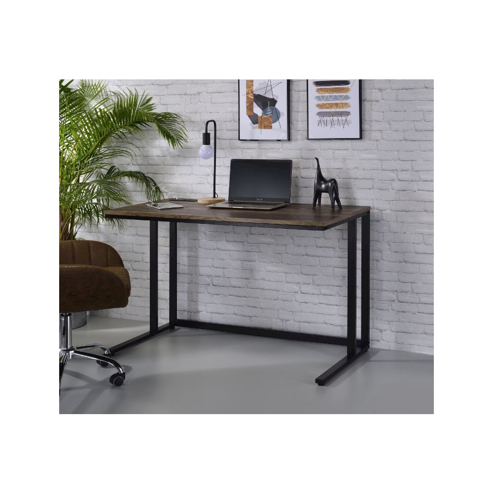 Tyrese Writing Desk w/USB Port Walnut & Black. Picture 5