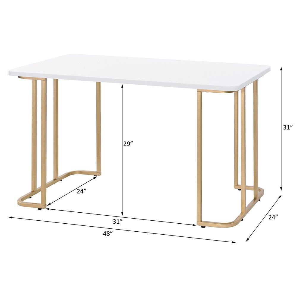 Estie Writing Desk(Same AC00902) White & Gold. Picture 5