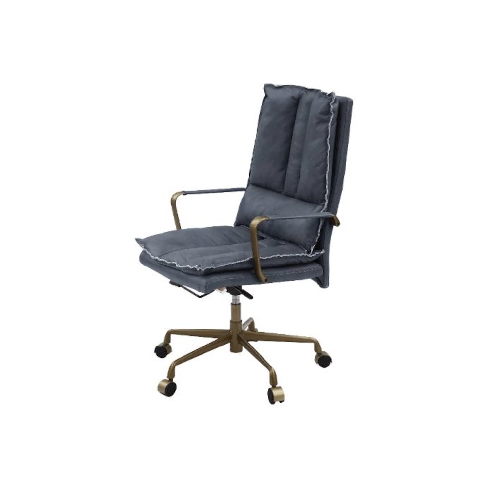 Tinzud Swivel Office Chair Gray Leather. Picture 1