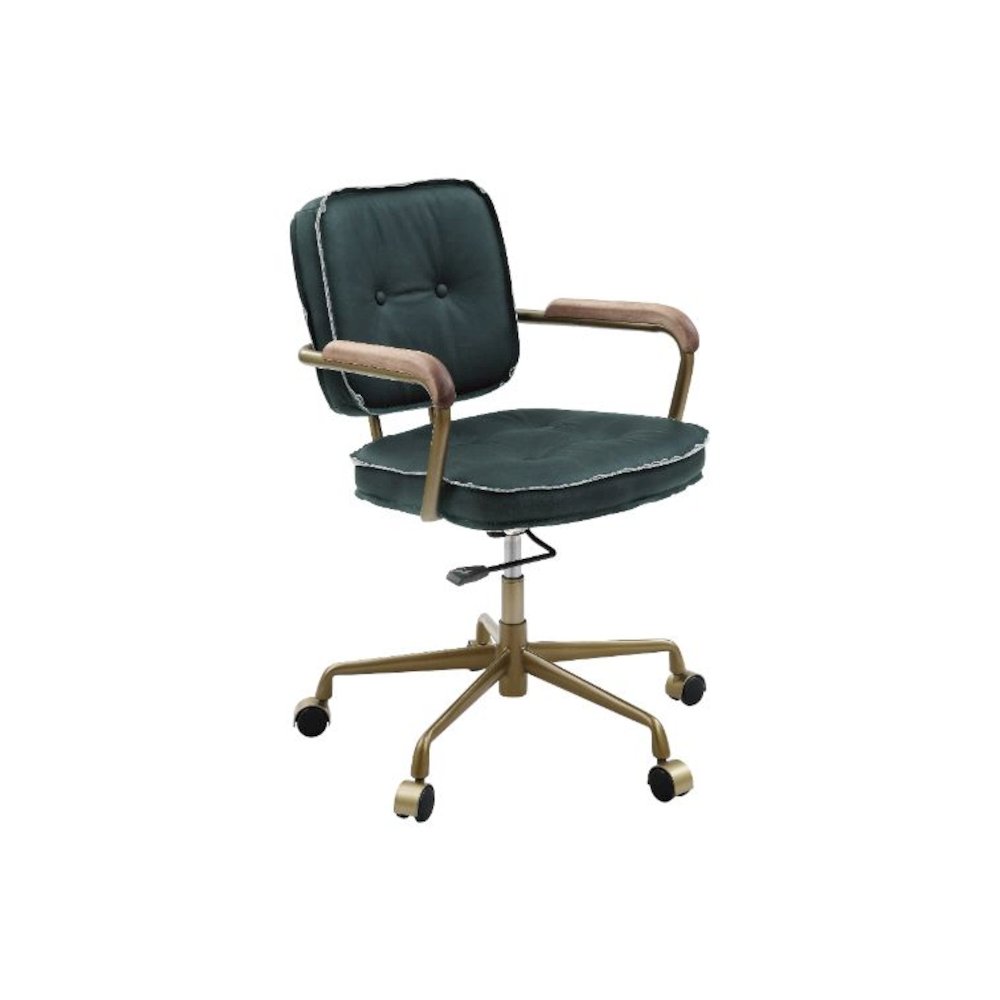Siecross Swivel Office Chair Emerald GreenTop Grain Leather. Picture 1