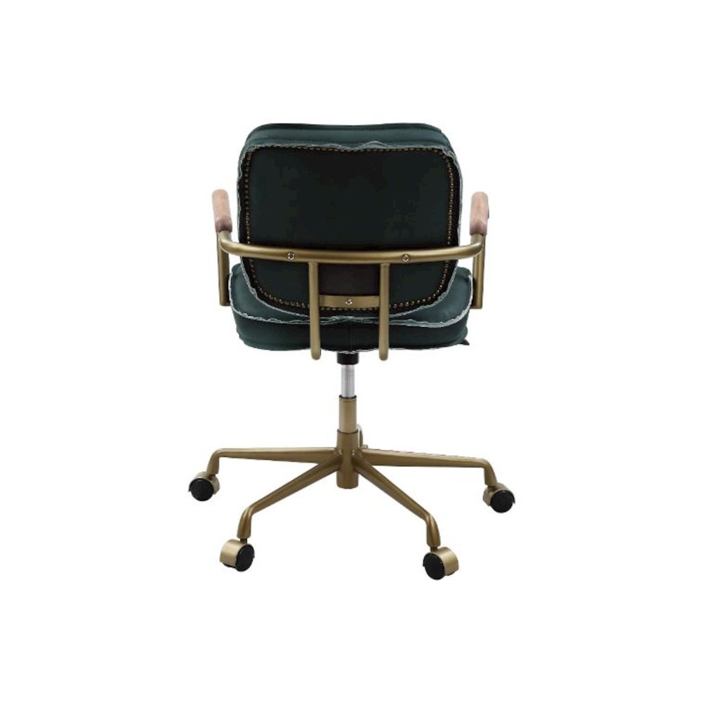 Siecross Swivel Office Chair Emerald GreenTop Grain Leather. Picture 2