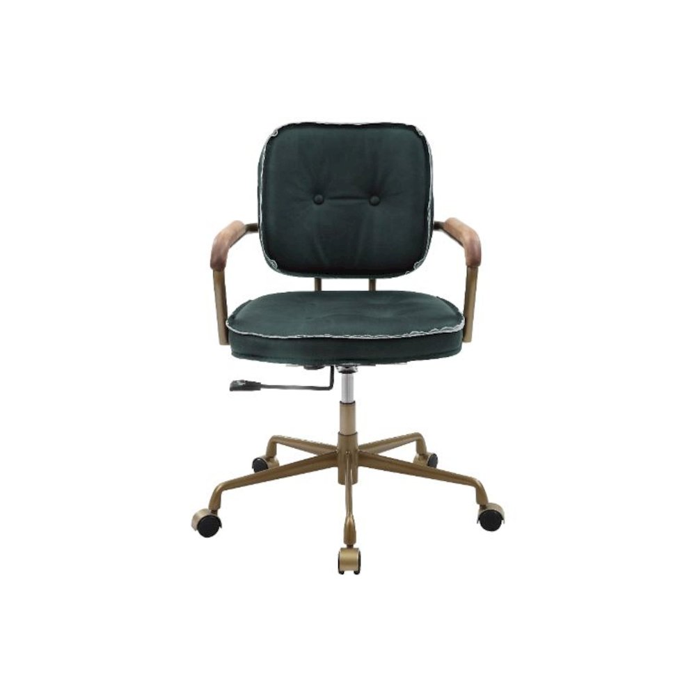 Siecross Swivel Office Chair Emerald GreenTop Grain Leather. Picture 5