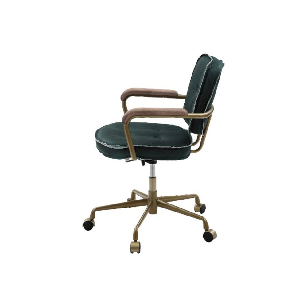 Siecross Swivel Office Chair Emerald GreenTop Grain Leather. Picture 3