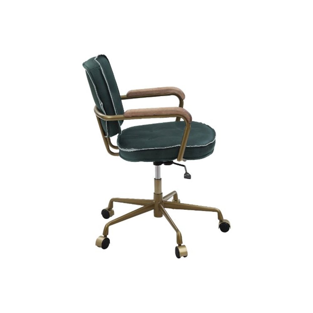 Siecross Swivel Office Chair Emerald GreenTop Grain Leather. Picture 4