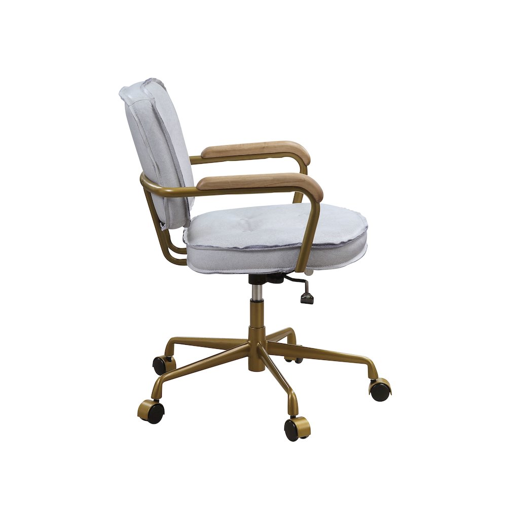 Siecross Swivel Office Chair Vintage White Top Grain Leather. Picture 7