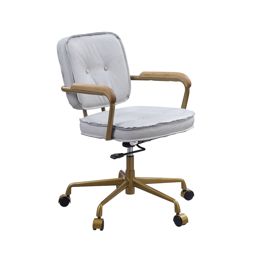 Siecross Swivel Office Chair Vintage White Top Grain Leather. Picture 8