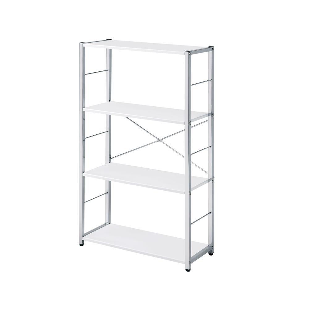 Tennos Bookshelf, White & Chrome Finish (93192). Picture 3