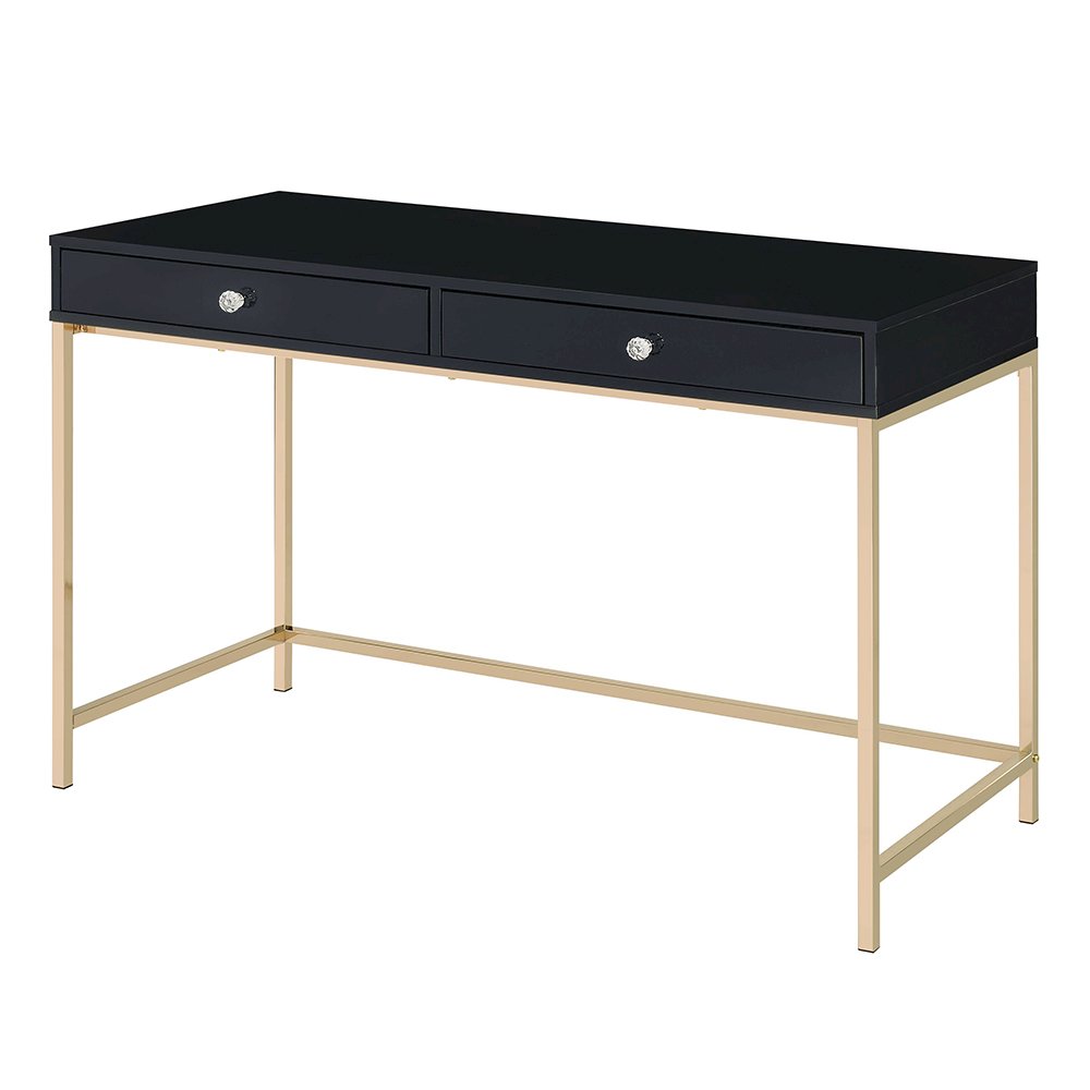 Ottey Writing Desk Black High Gloss & Gold. Picture 2