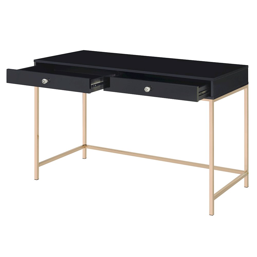 Ottey Writing Desk Black High Gloss & Gold. Picture 5