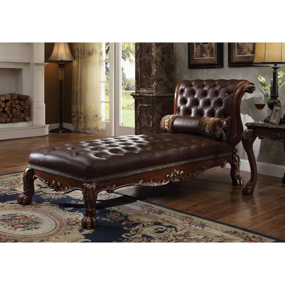 Dresden Chaise w/1 Pillow, PU & Cherry Oak (96487). Picture 1