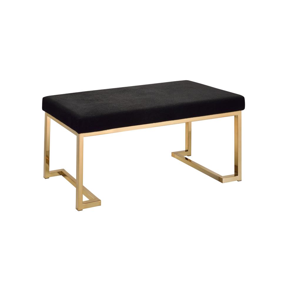 Boice Bench, Black Fabric & Champagne. Picture 1