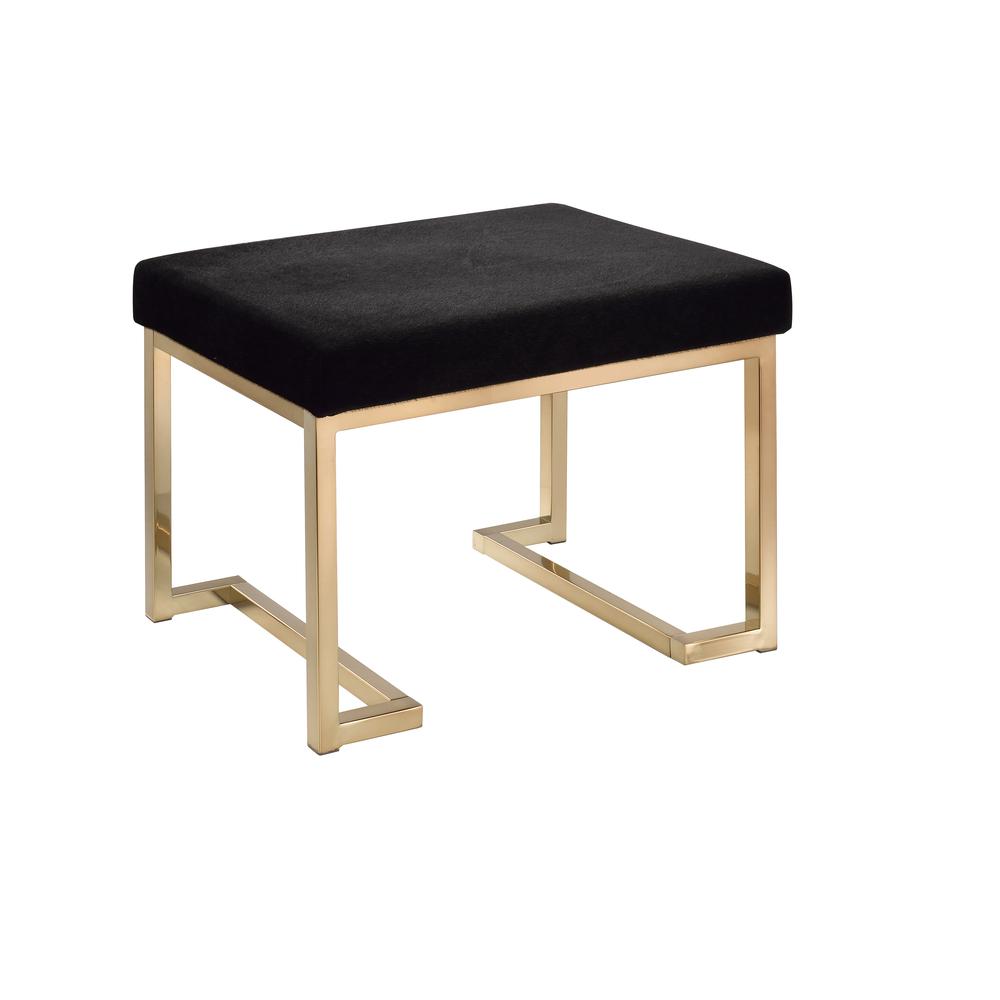 Boice Ottoman, Black Fabric & Champagne. Picture 1