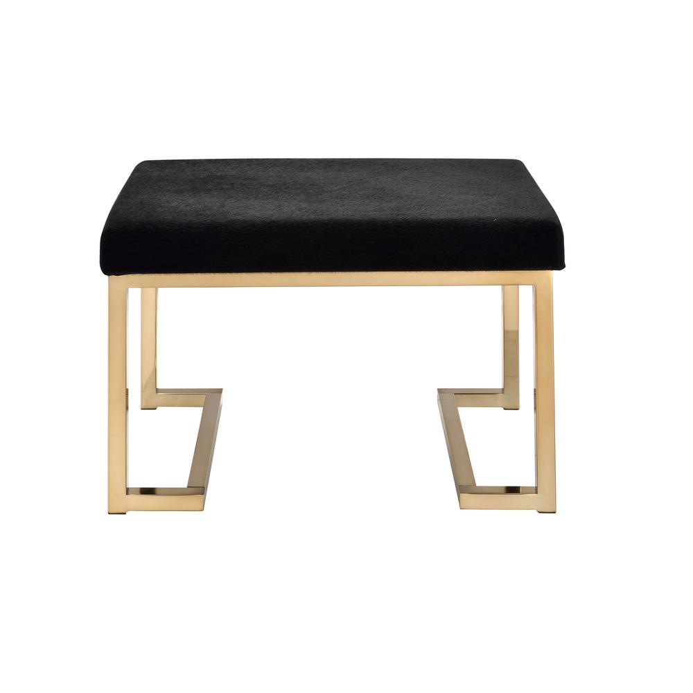 Boice Ottoman, Black Fabric & Champagne. Picture 2