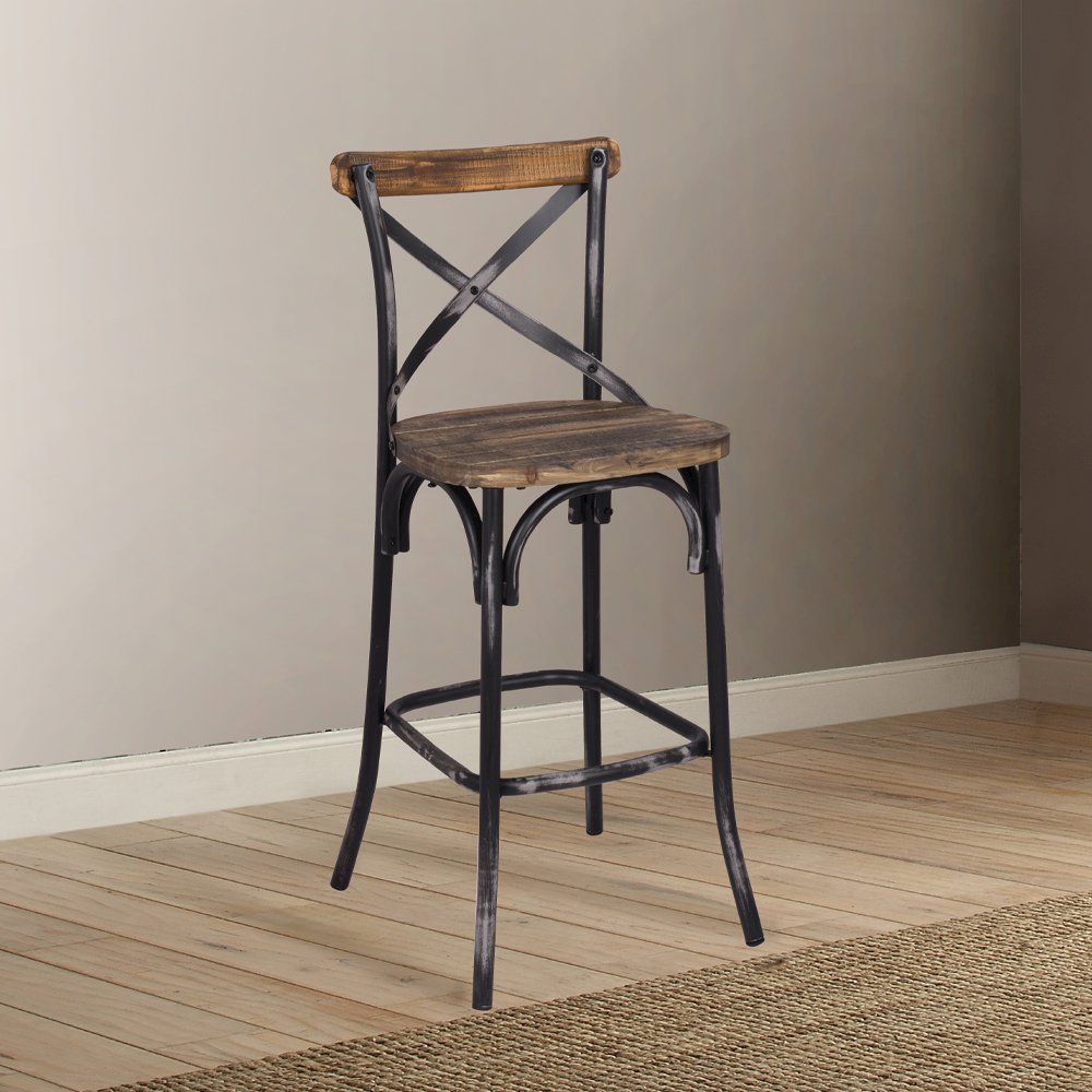 Zaire Bar Chair Antique Black & Antique Oak. Picture 1