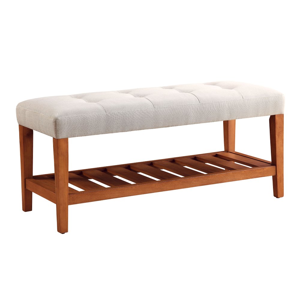 Charla Bench Light Gray & Oak. Picture 2