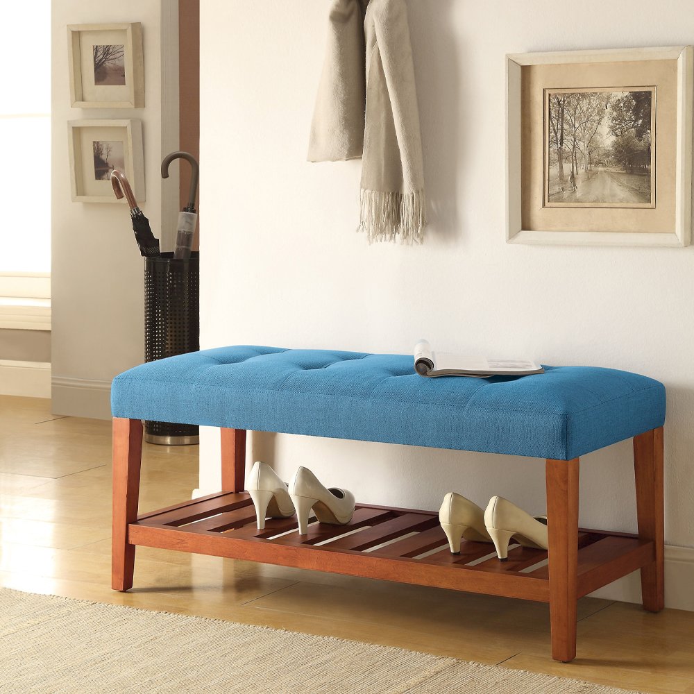 Charla Bench Blue & Oak. Picture 1