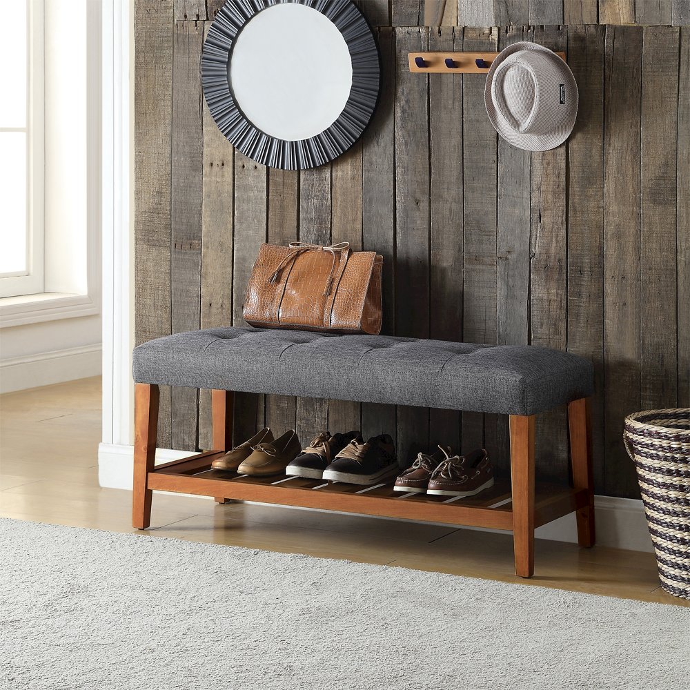 Charla Bench Gray & Oak. Picture 1