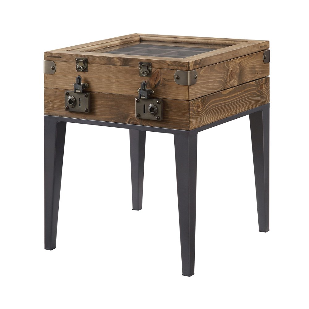Kolin Accent Table Rustic Oak & Matte Gray. Picture 2