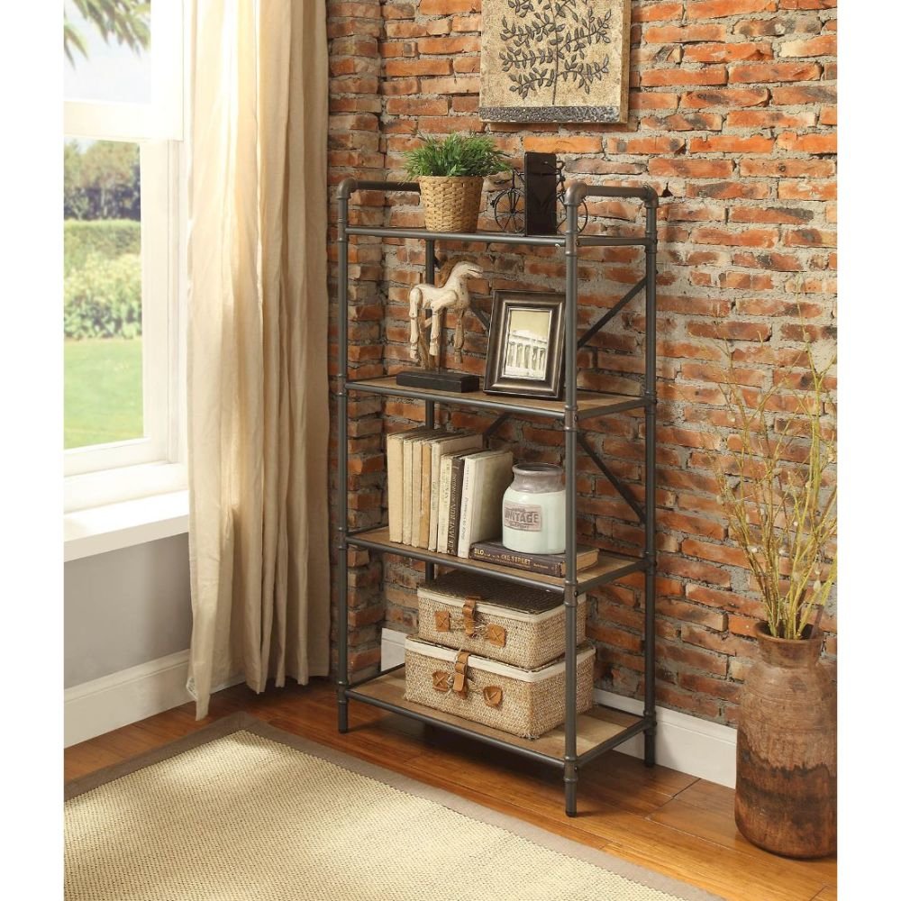 Itzel BookShelf Antique Oak & Sandy Gray. Picture 6