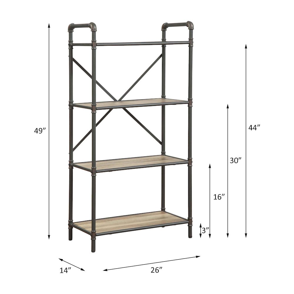 Itzel BookShelf Antique Oak & Sandy Gray. Picture 7