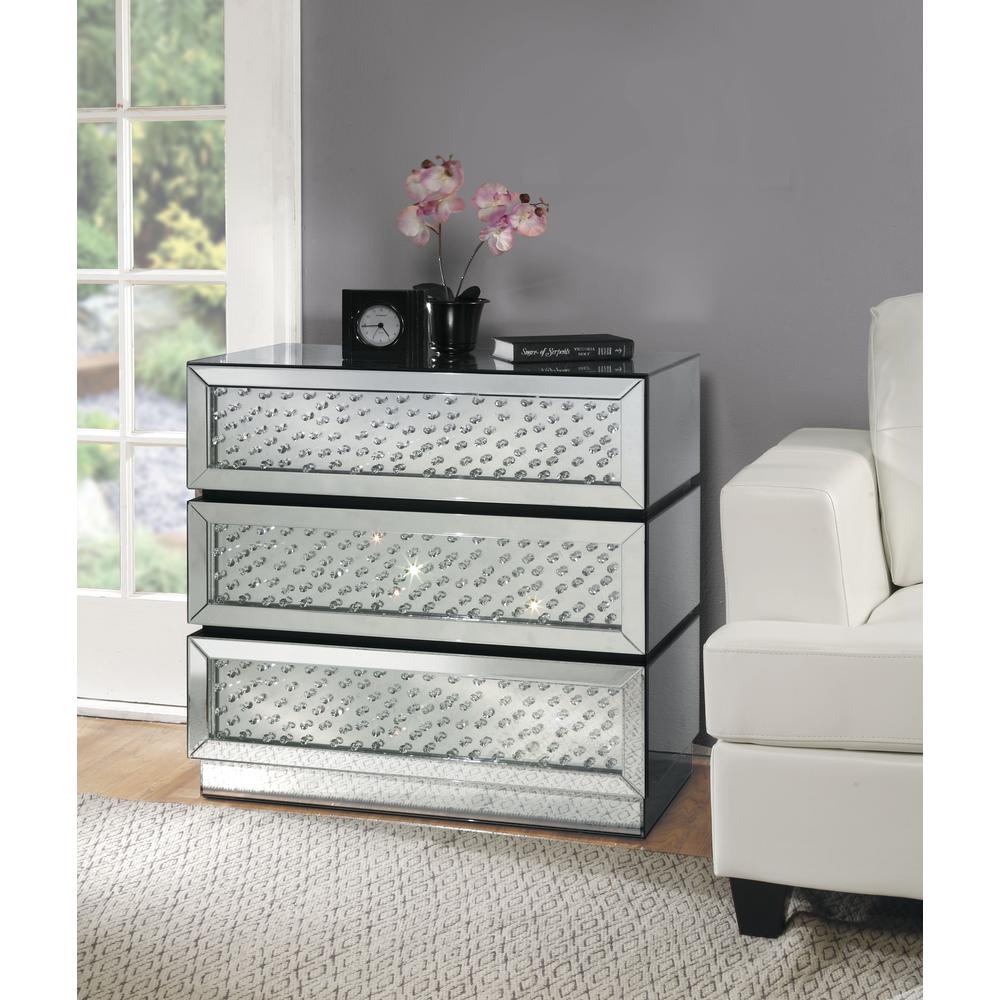 Nysa Console Table Mirrored & Faux Crystals. Picture 1