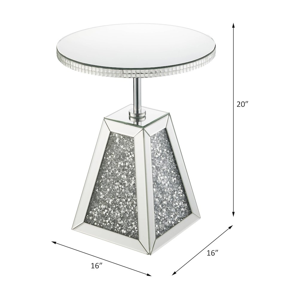 Noralie Accent Table Mirrored & Faux Diamonds. Picture 5