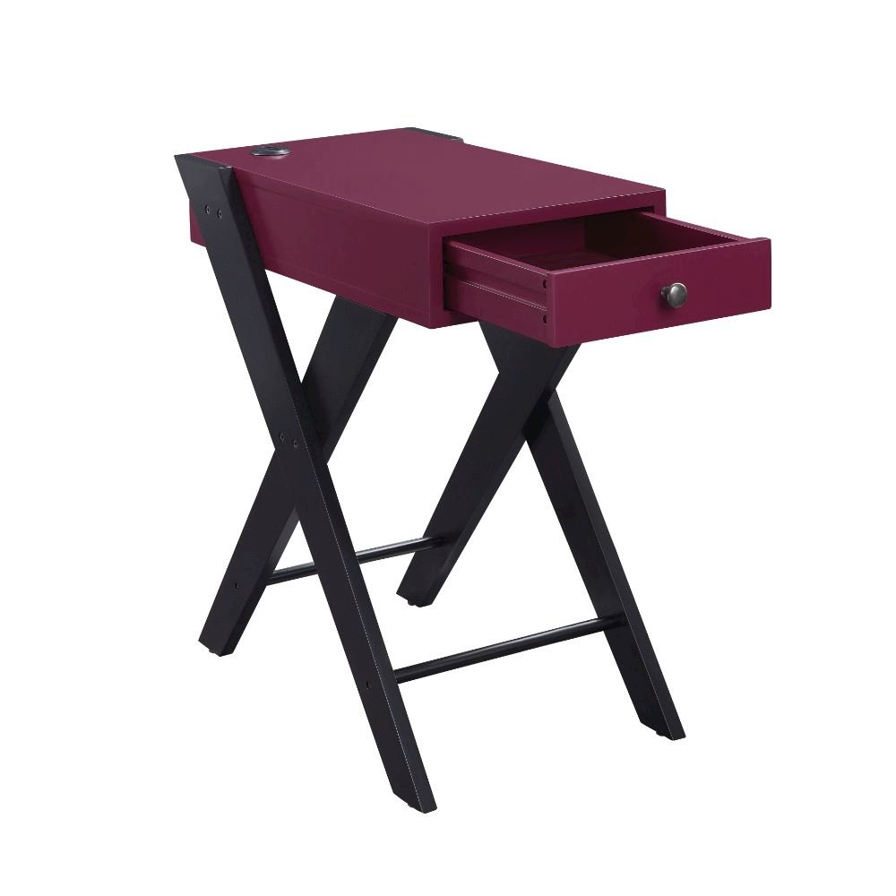 Fierce Accent Table w/USB Port Burgundy & Black. Picture 3