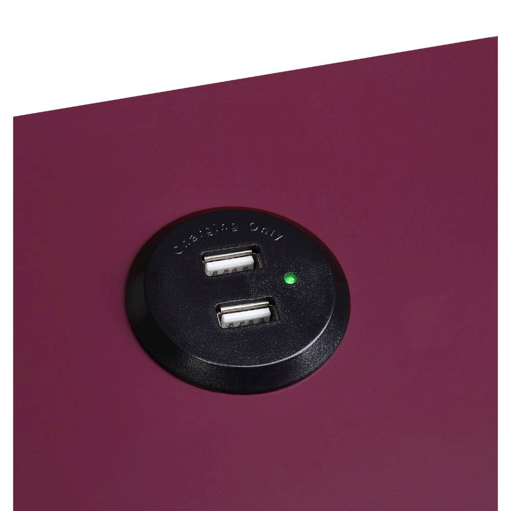 Fierce Accent Table w/USB Port Burgundy & Black. Picture 4