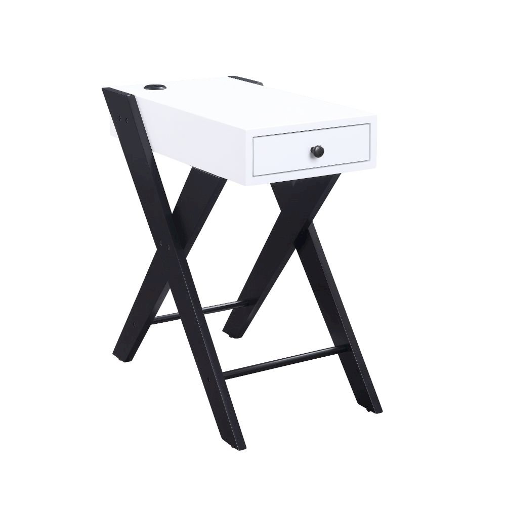 Fierce Accent Table w/USB Port White & Black. Picture 1